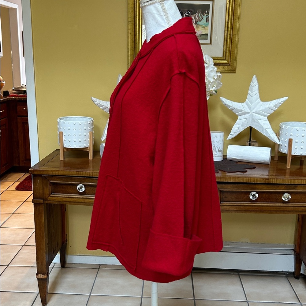 Coldwater Creek Women’s Vintage Artsy Wool Blend Red Holiday Jacket Coat Size 1X - Picture 8 of 15